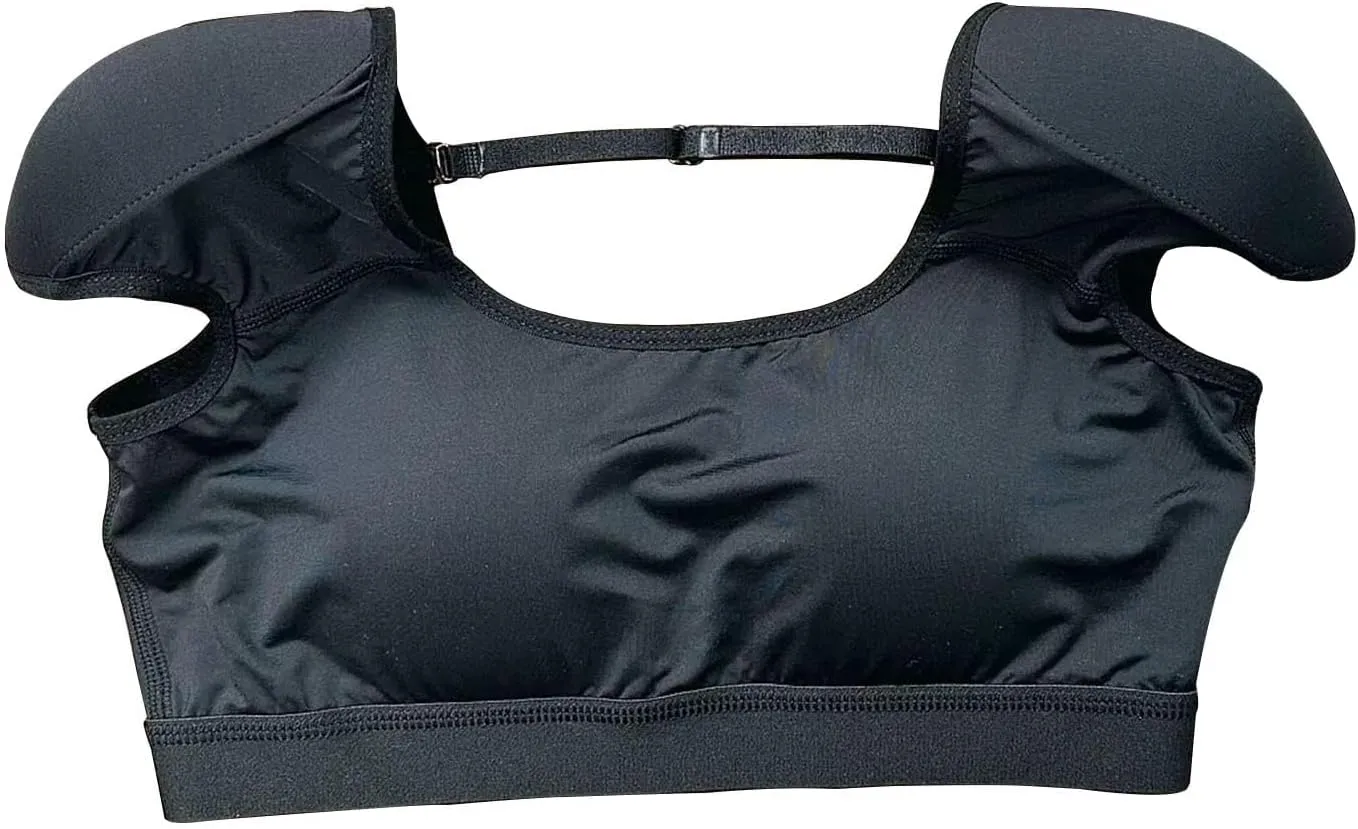 Tops Tees Short Sleeves 2 in 1 Built-in Shoulder Pad Women T-Shirts Leisure Woman T Shirt for Female,Black-Medium