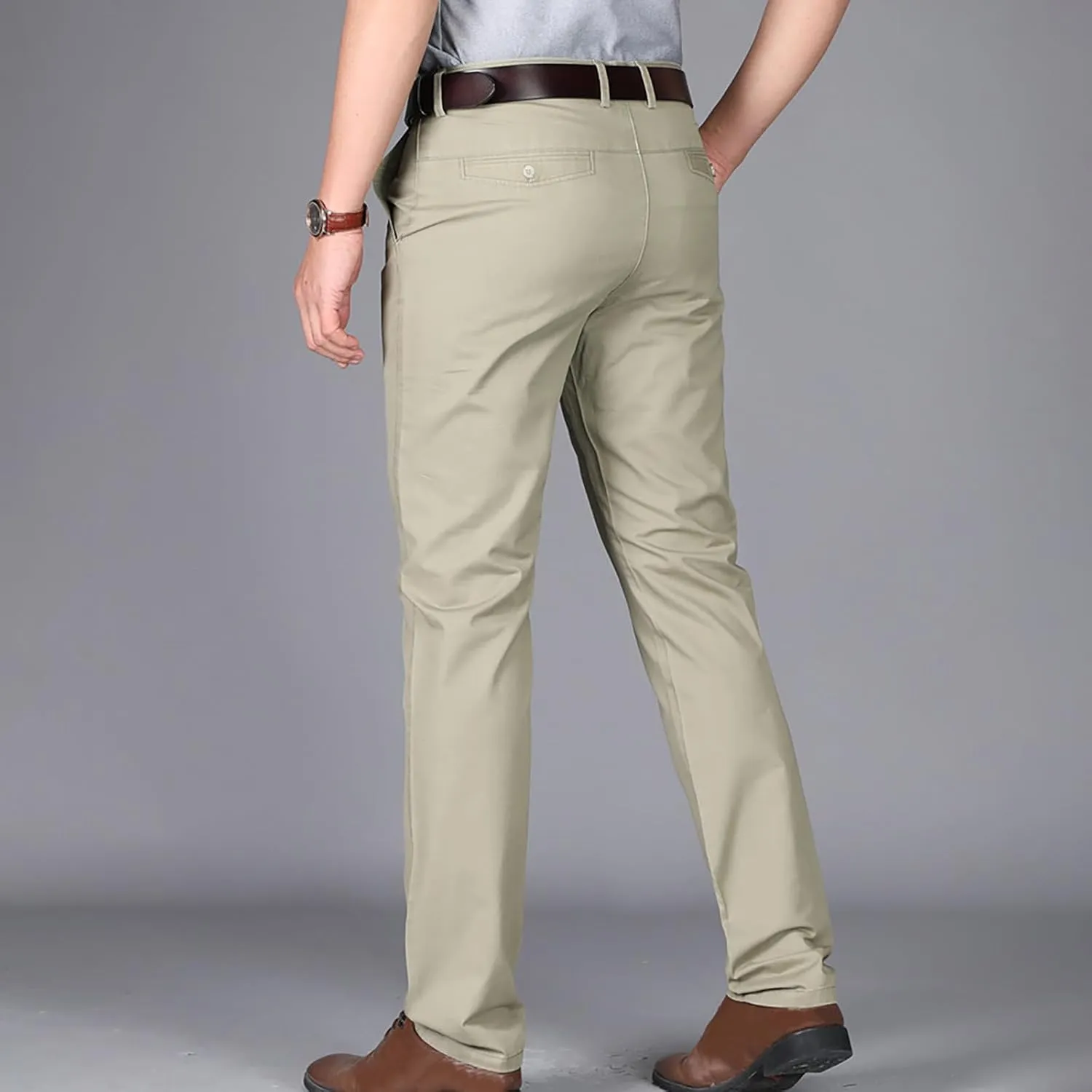 Uillui Business Casual Mens Dress Pants Slim Fit Stretch Chino Pant Straight Leg Work Suit Pants Big and Tall Comfort Slacks