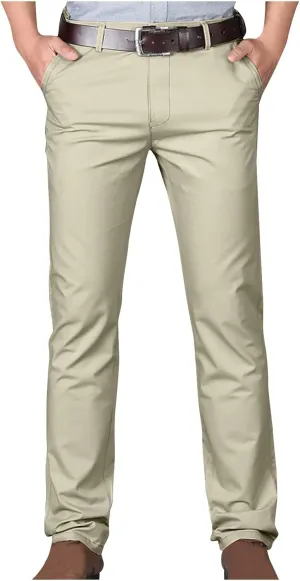 Uillui Business Casual Mens Dress Pants Slim Fit Stretch Chino Pant Straight Leg Work Suit Pants Big and Tall Comfort Slacks