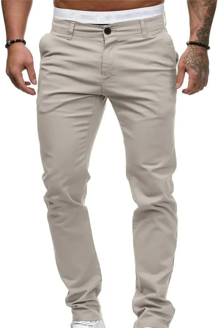 Uillui Men's Comfort Stretch Slim Fit Dress Pant Fashion Skinny Straight Fit Flex Waist Casual Pant Chinos Work Slacks