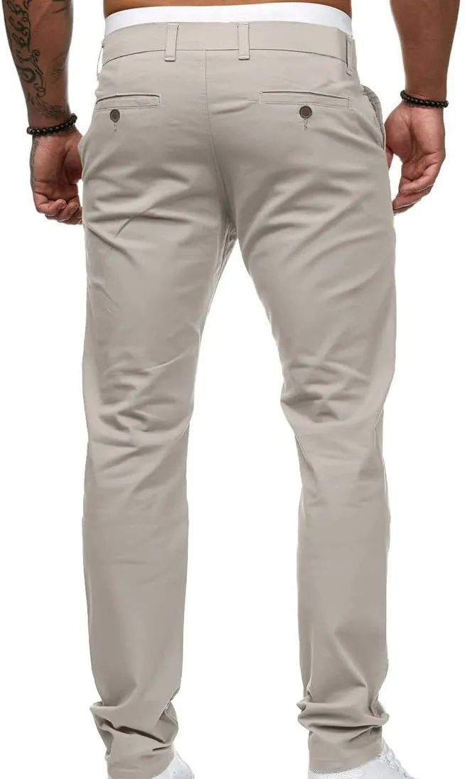 Uillui Men's Comfort Stretch Slim Fit Dress Pant Fashion Skinny Straight Fit Flex Waist Casual Pant Chinos Work Slacks