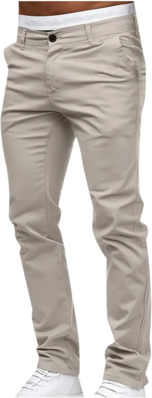 Uillui Men's Comfort Stretch Slim Fit Dress Pant Fashion Skinny Straight Fit Flex Waist Casual Pant Chinos Work Slacks