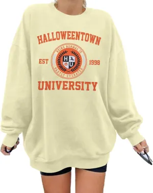 UNIQUEONE Halloween Sweatshirts for Women Oversized: Halloweentown University Sweater Spooky Season Fall Pullover Sweatshirt