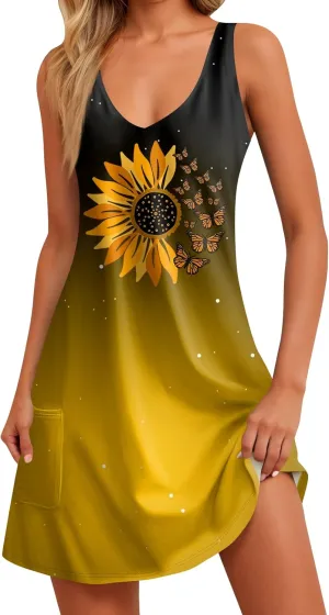 Women's Casual Dresses, Short Sleeve Tie V Neck Ruffled Midi Flowy Dress Women's V Neck Short Sleeve Summer Maxi Dress