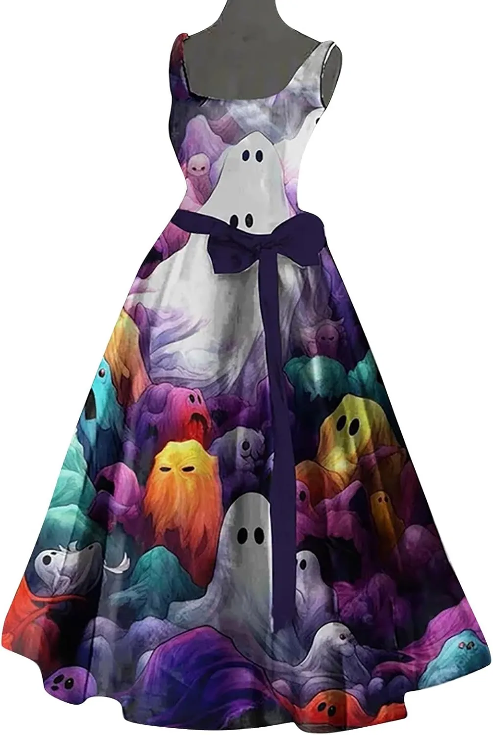 Womens Halloween Bloody Print Party Suspender Dress Festival Light Bride Cos Costume Fashion Sexy Tunic Flowy Dress