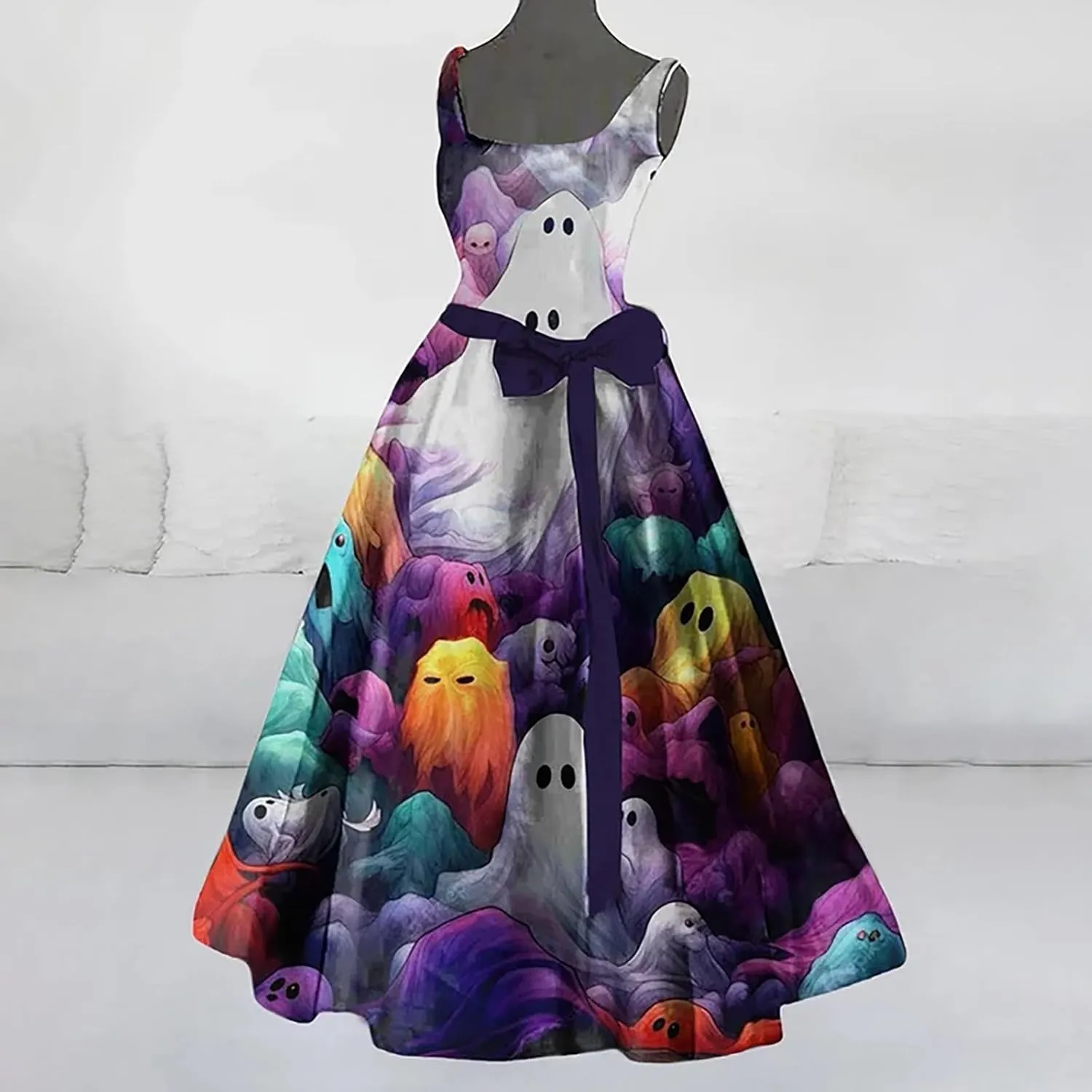 Womens Halloween Bloody Print Party Suspender Dress Festival Light Bride Cos Costume Fashion Sexy Tunic Flowy Dress