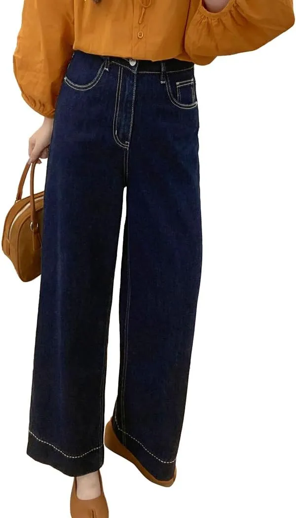 Women's High Waisted Wide Leg Jeans - Stretchy Straight Leg Denim Pants, 2025 Trendy Casual Comfort Fit