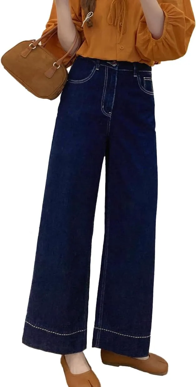 Women's High Waisted Wide Leg Jeans - Stretchy Straight Leg Denim Pants, 2025 Trendy Casual Comfort Fit