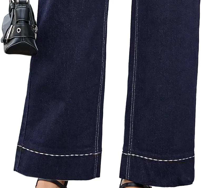 Women's High Waisted Wide Leg Jeans - Stretchy Straight Leg Denim Pants, 2025 Trendy Casual Comfort Fit