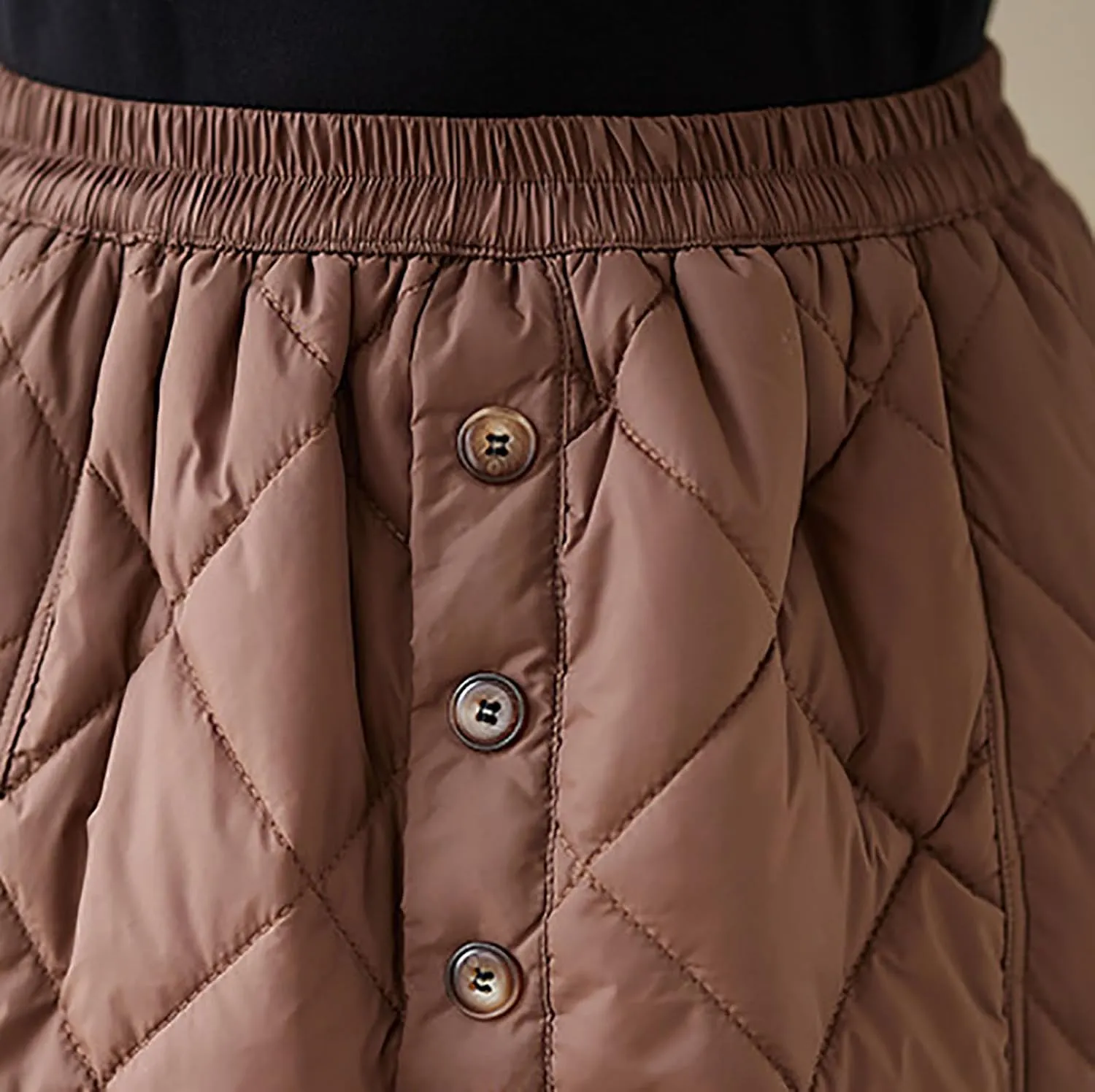 Womens Insulated Long Down Skirt Winter Warm Padded Puffer Quilted Skirt with Pockets Windproof A-Line Skirt