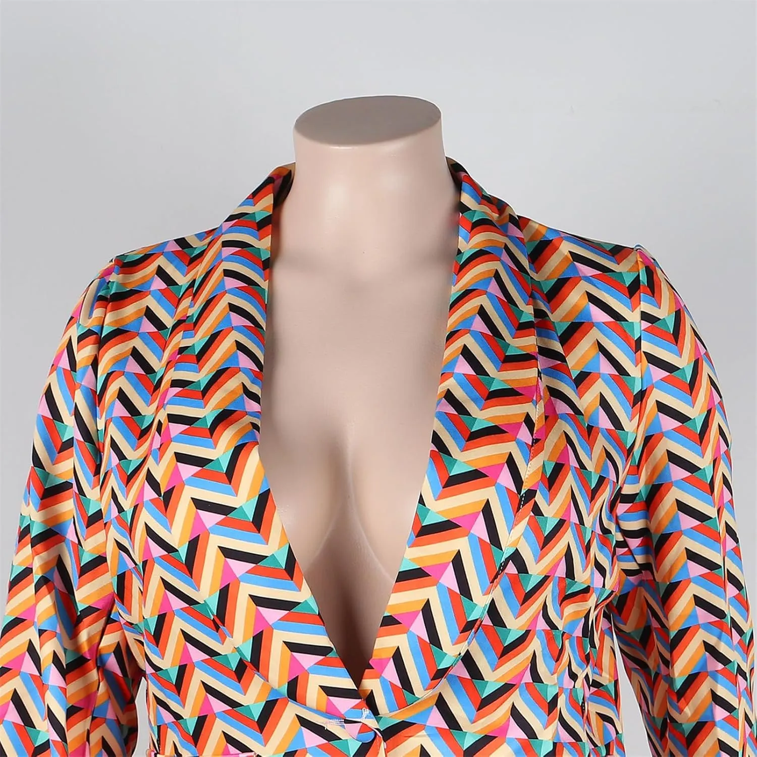 Women's Long Sleeve Lapel One Button Printed Sexy Nightclub Party Casual Blazer Jackets