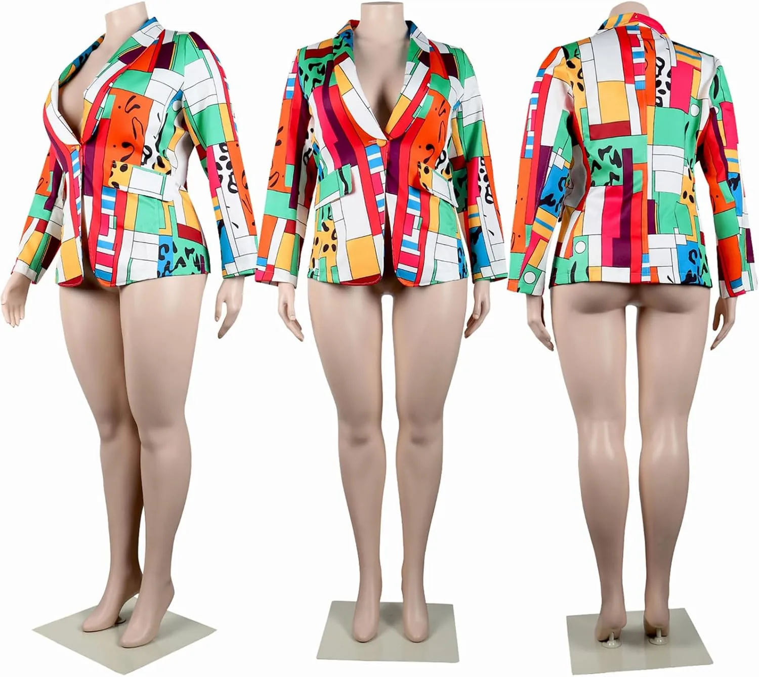 Women's Long Sleeve Lapel One Button Printed Sexy Nightclub Party Casual Blazer Jackets