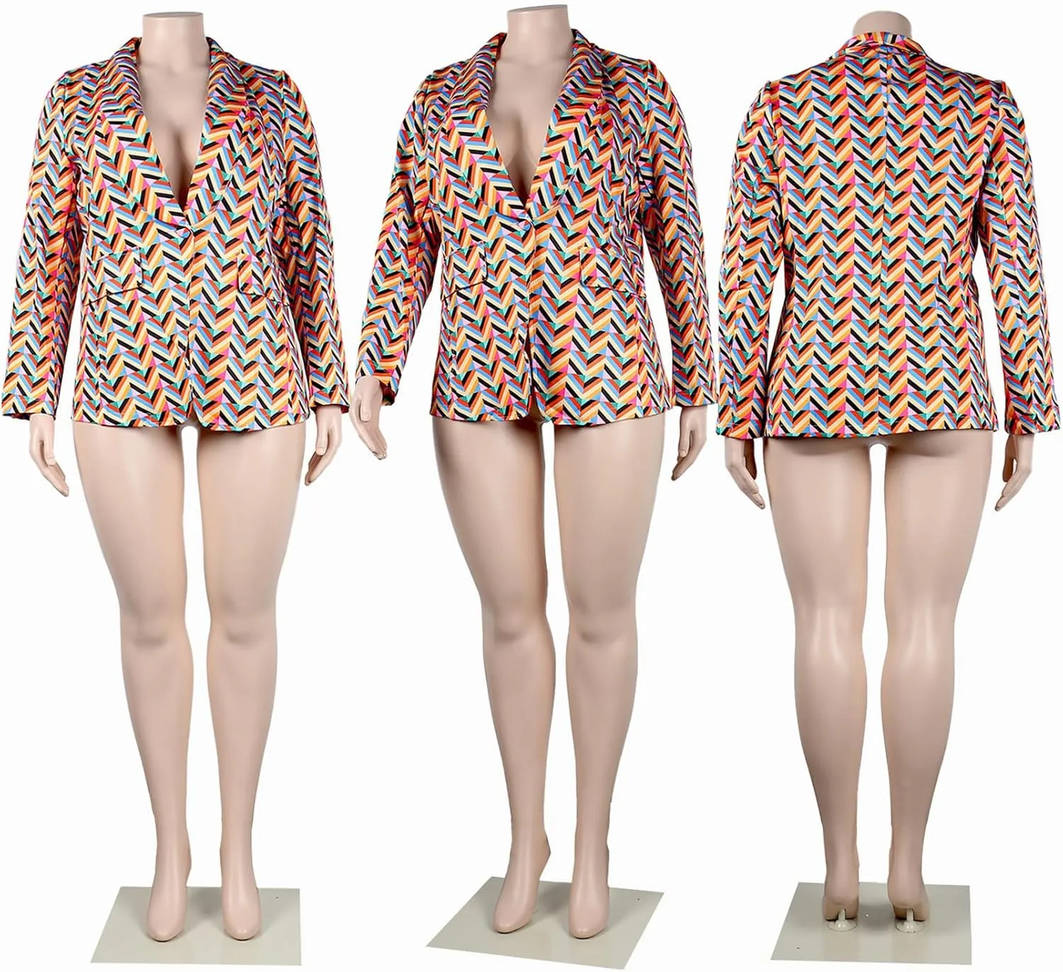 Women's Long Sleeve Lapel One Button Printed Sexy Nightclub Party Casual Blazer Jackets