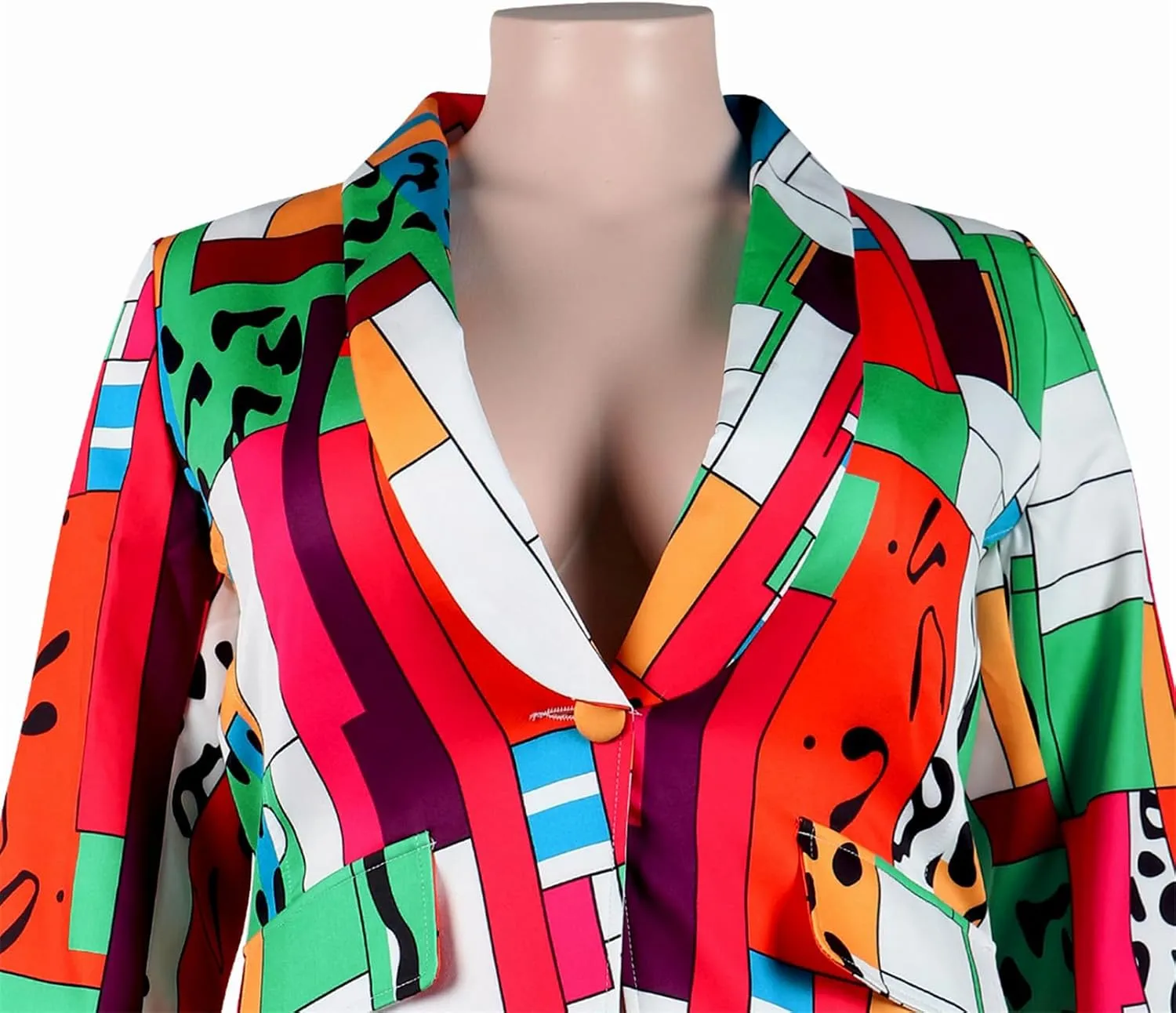 Women's Long Sleeve Lapel One Button Printed Sexy Nightclub Party Casual Blazer Jackets