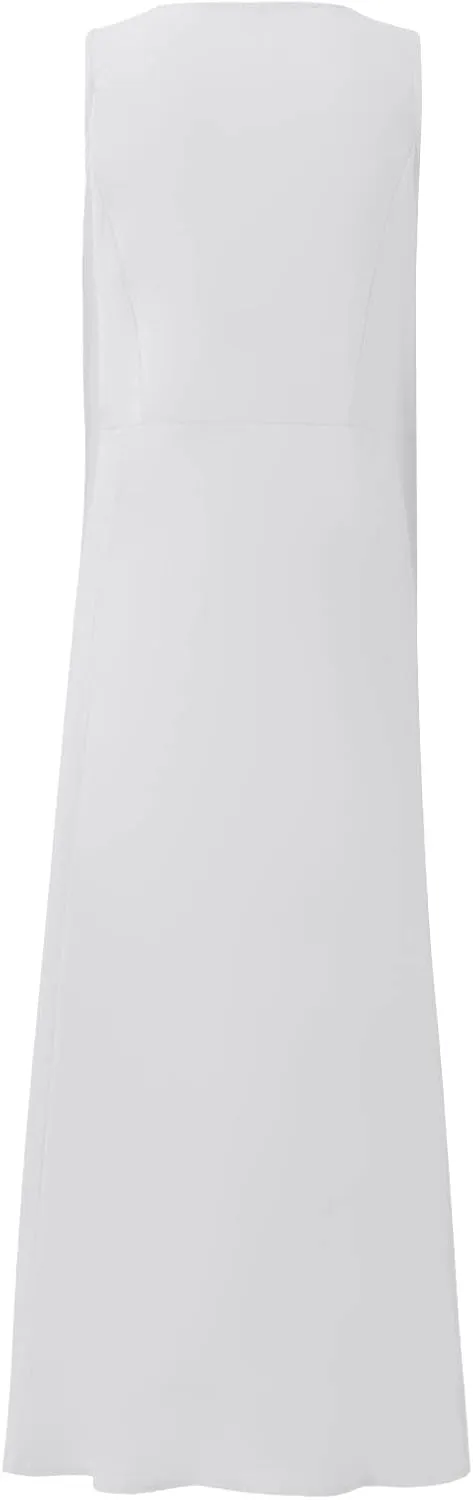 Womens Maxi Linen Dress Sleeveless Plus Size Summer Flowy Beach Dress Vacation Scoop Neck Boho Casual Sundresses