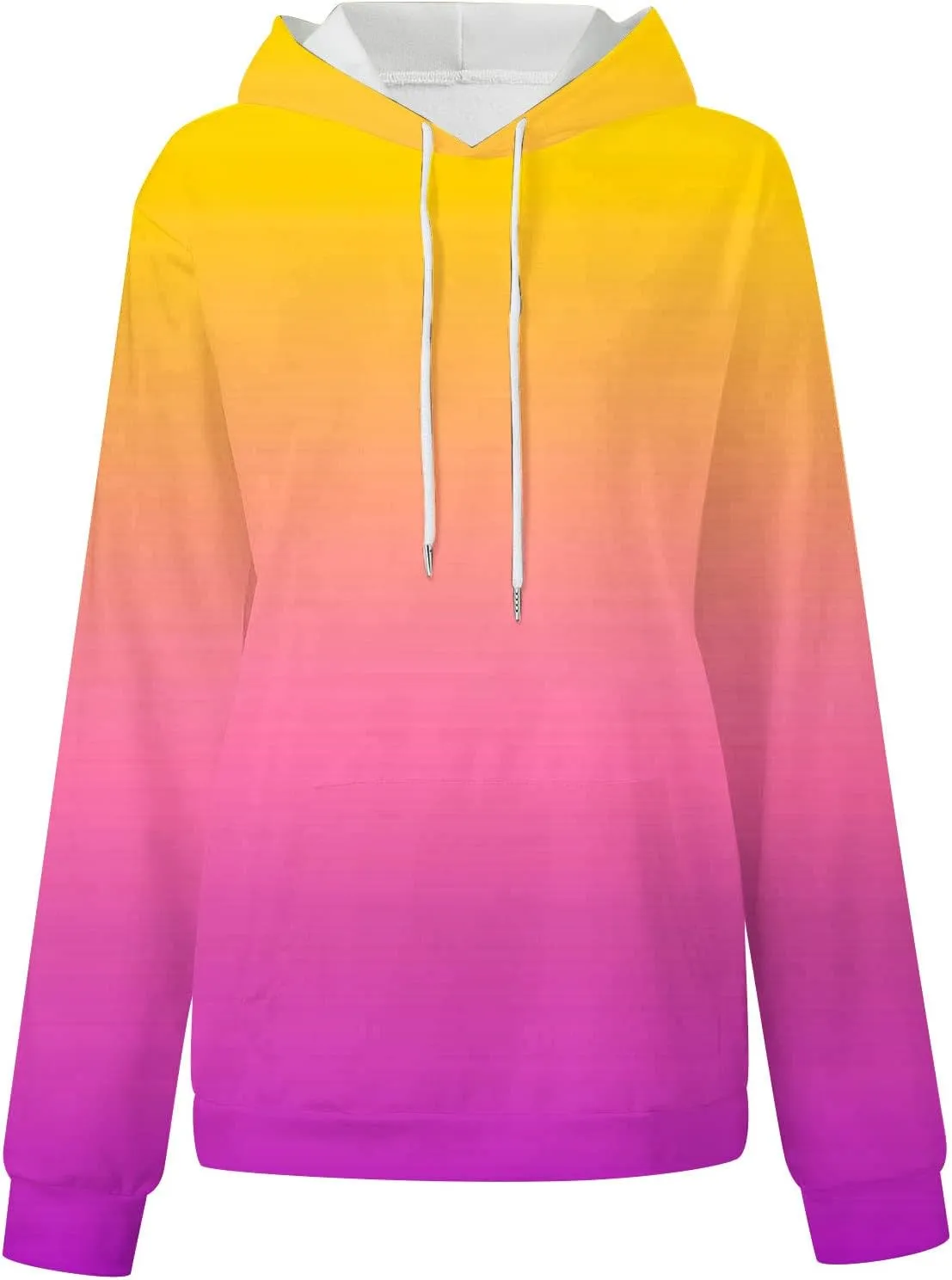 Women's Oversized Gradient Hooded Sweatshirts Loose Long Sleeve Hoodie Fleece Pullover Tops with Pocket