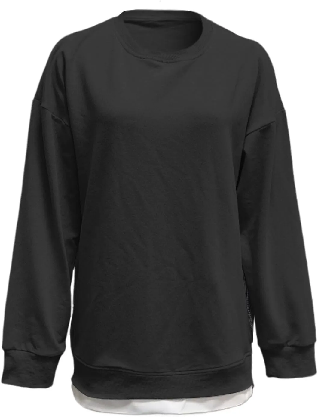 Womens Oversized Sweatshirt Crewneck Long Sleeve Tunic Pollover Shirt Side Zipper Hoodie Tops 2025 Spring Clothes