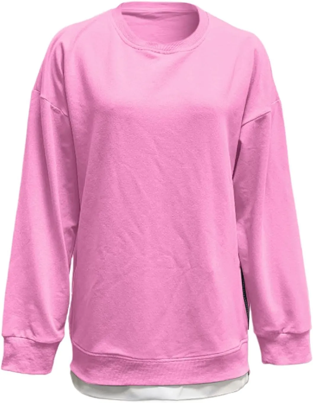 Womens Oversized Sweatshirt Crewneck Long Sleeve Tunic Pollover Shirt Side Zipper Hoodie Tops 2025 Spring Clothes