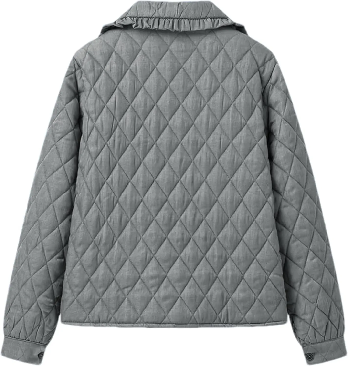 Women's Quilted Lightweight Jackets Long Sleeve Winter Cropped Cotton Padded Coat Jacket Tie Front Puffy Outwear