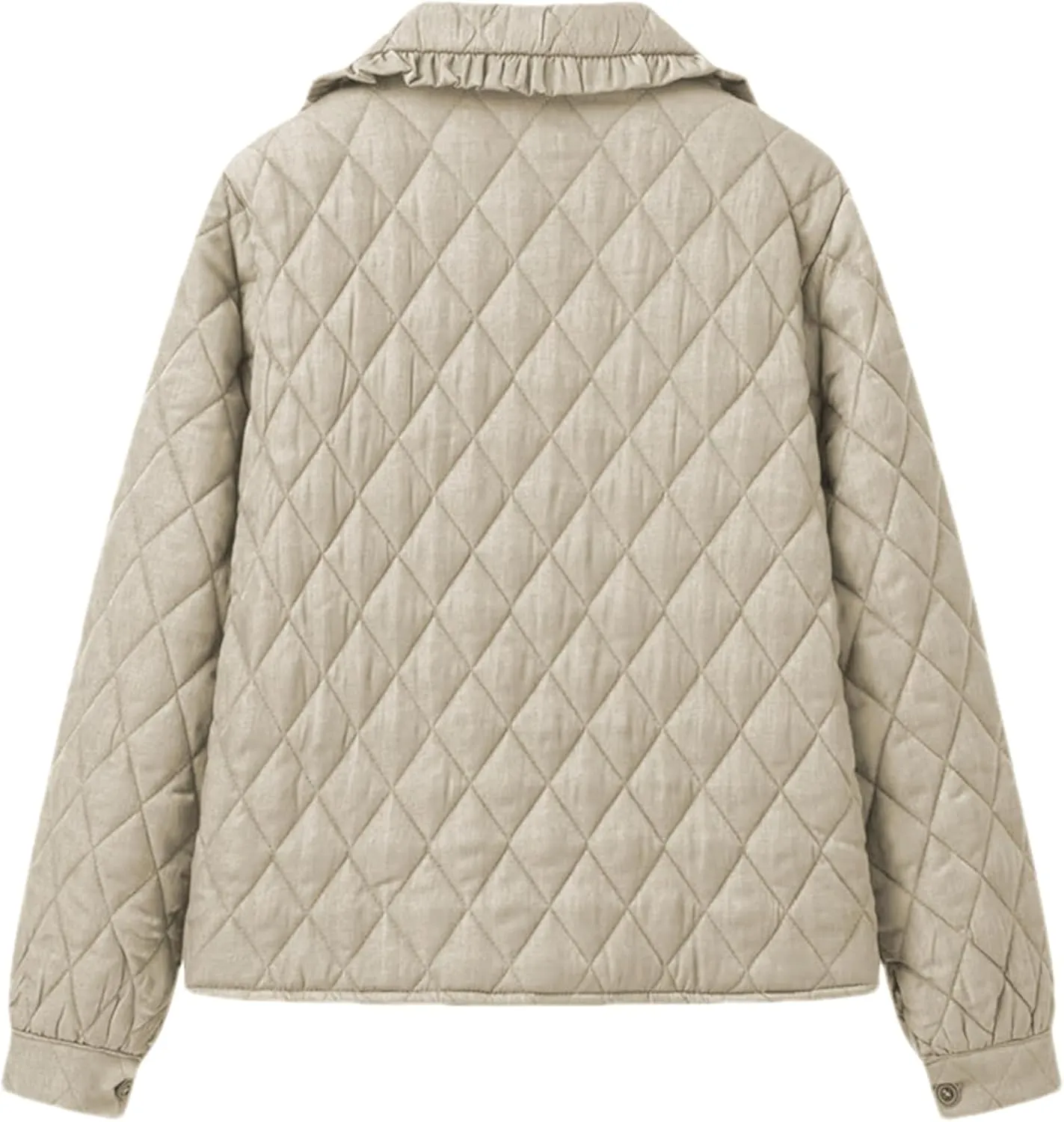 Women's Quilted Lightweight Jackets Long Sleeve Winter Cropped Cotton Padded Coat Jacket Tie Front Puffy Outwear