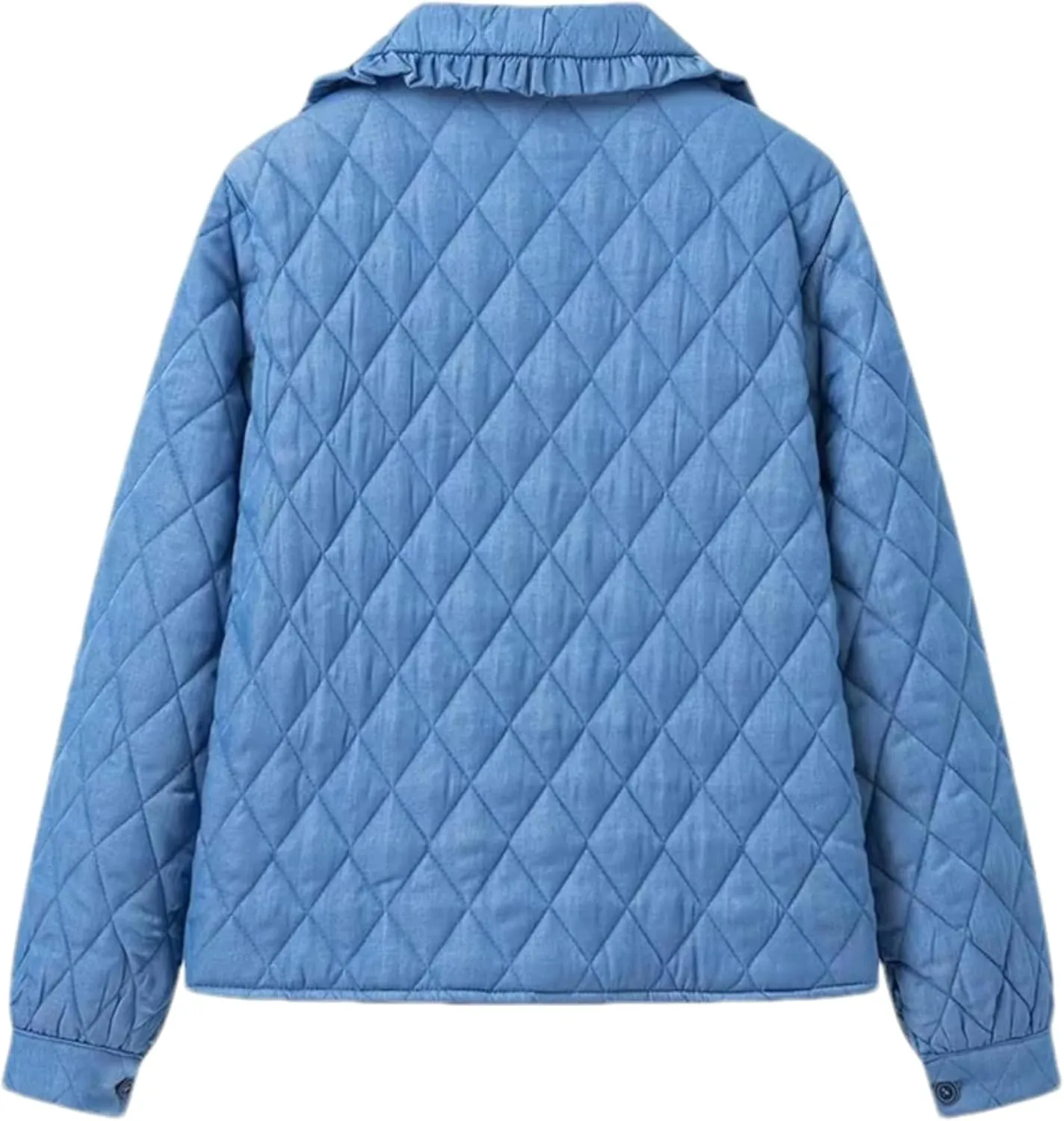 Women's Quilted Lightweight Jackets Long Sleeve Winter Cropped Cotton Padded Coat Jacket Tie Front Puffy Outwear