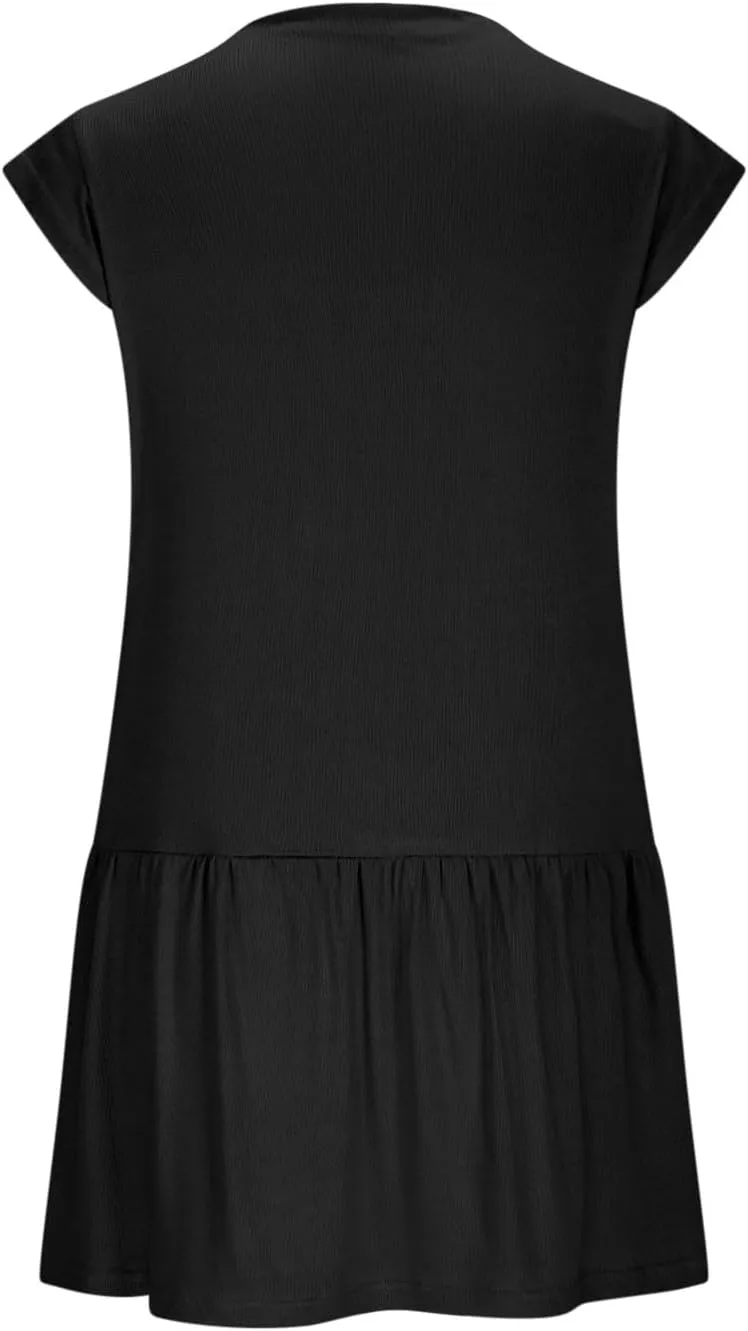 Womens Summer Modal Tank Mini Dress 2025 Fashion Stand Collar Cap Sleeve Ruffle Cute Beach Casual Vacation Dresses