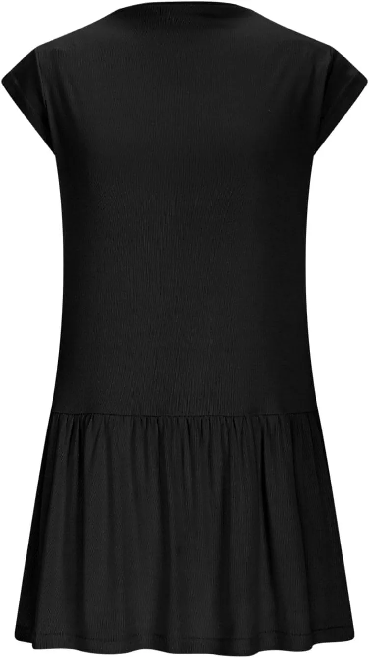 Womens Summer Modal Tank Mini Dress 2025 Fashion Stand Collar Cap Sleeve Ruffle Cute Beach Casual Vacation Dresses