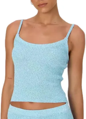 Women's Y2k Knit Crop Tank Tops Spaghetti Strap Backless Camisole Sexy Sleeveless Crochet Going Out Vest Crop Tops
