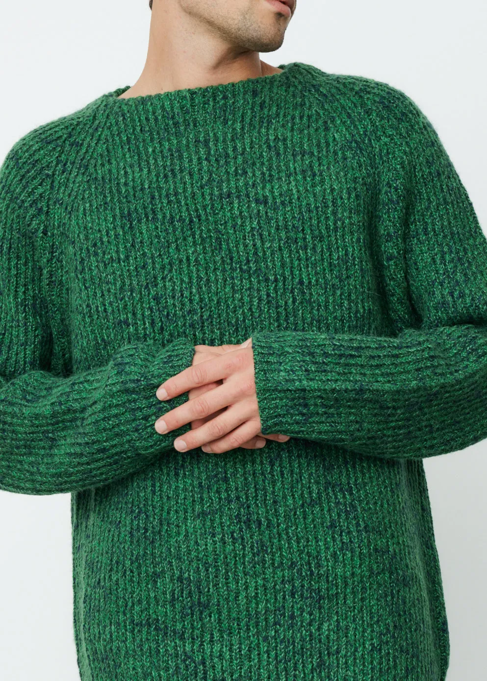 Wool Baby Alpaca Mix Rib Knit Pullover