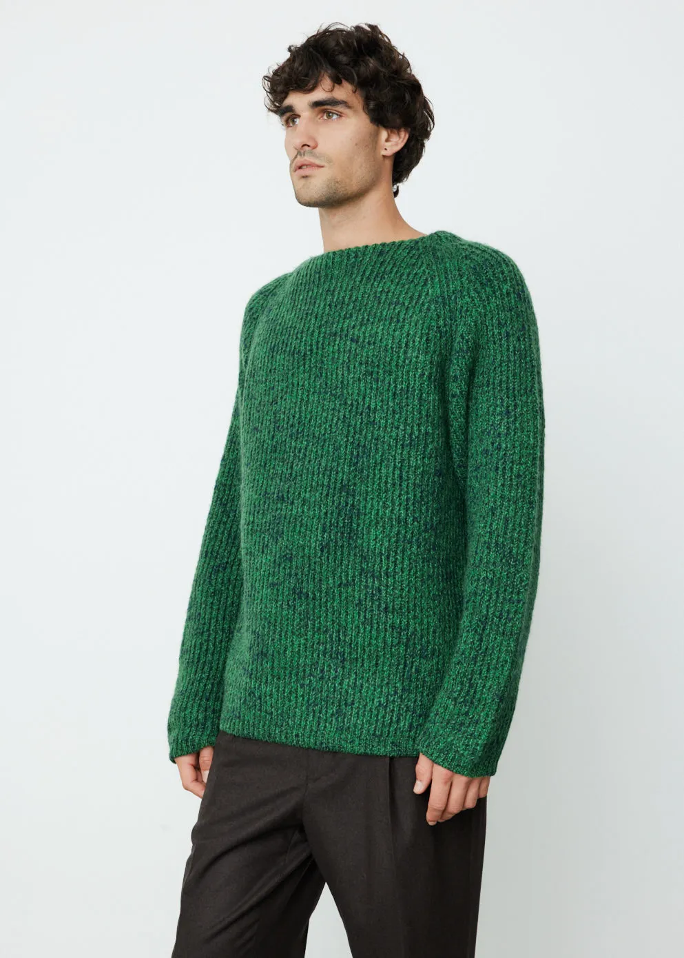 Wool Baby Alpaca Mix Rib Knit Pullover