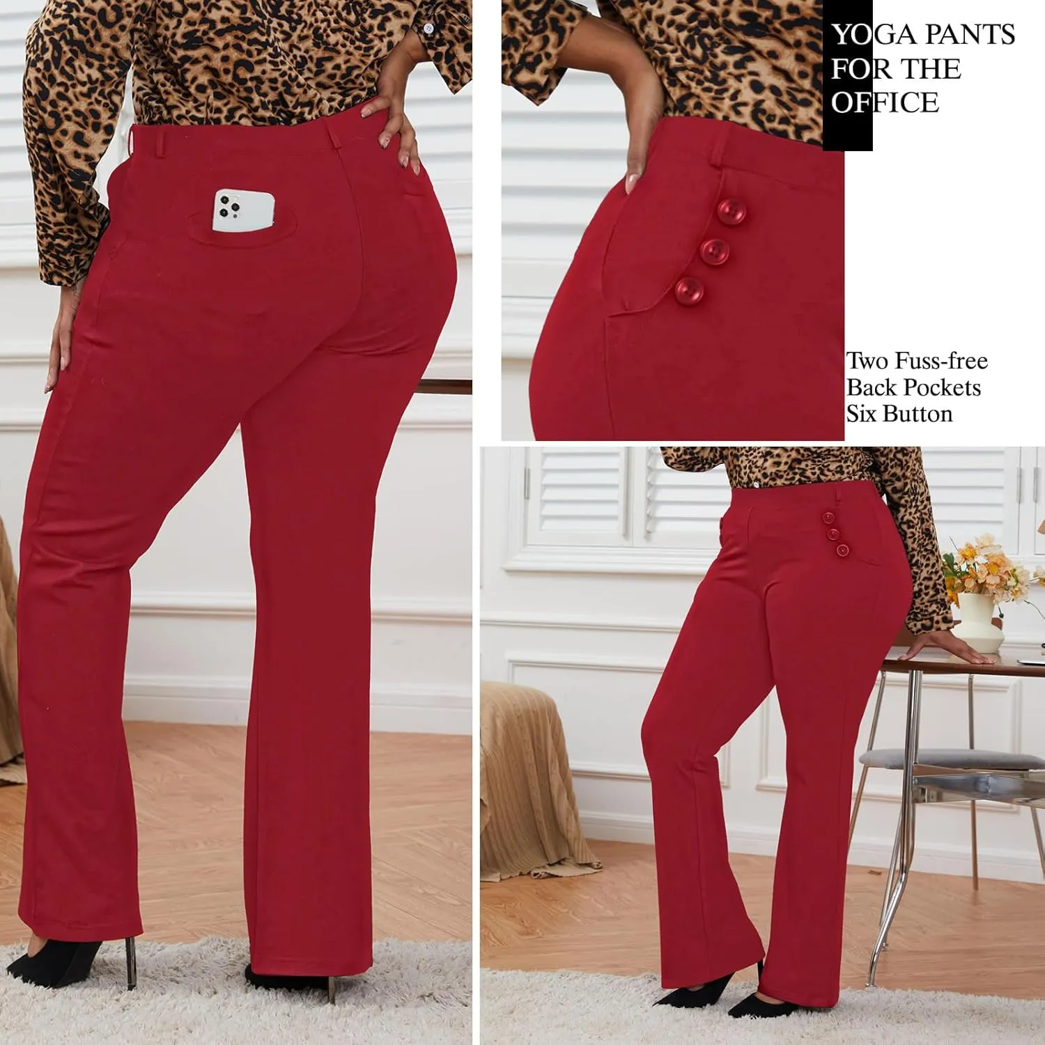 Wrinkle-Free Stretch Dress Pants Plus Size for Women Pull-on Pant Ease into Comfort Office Pant