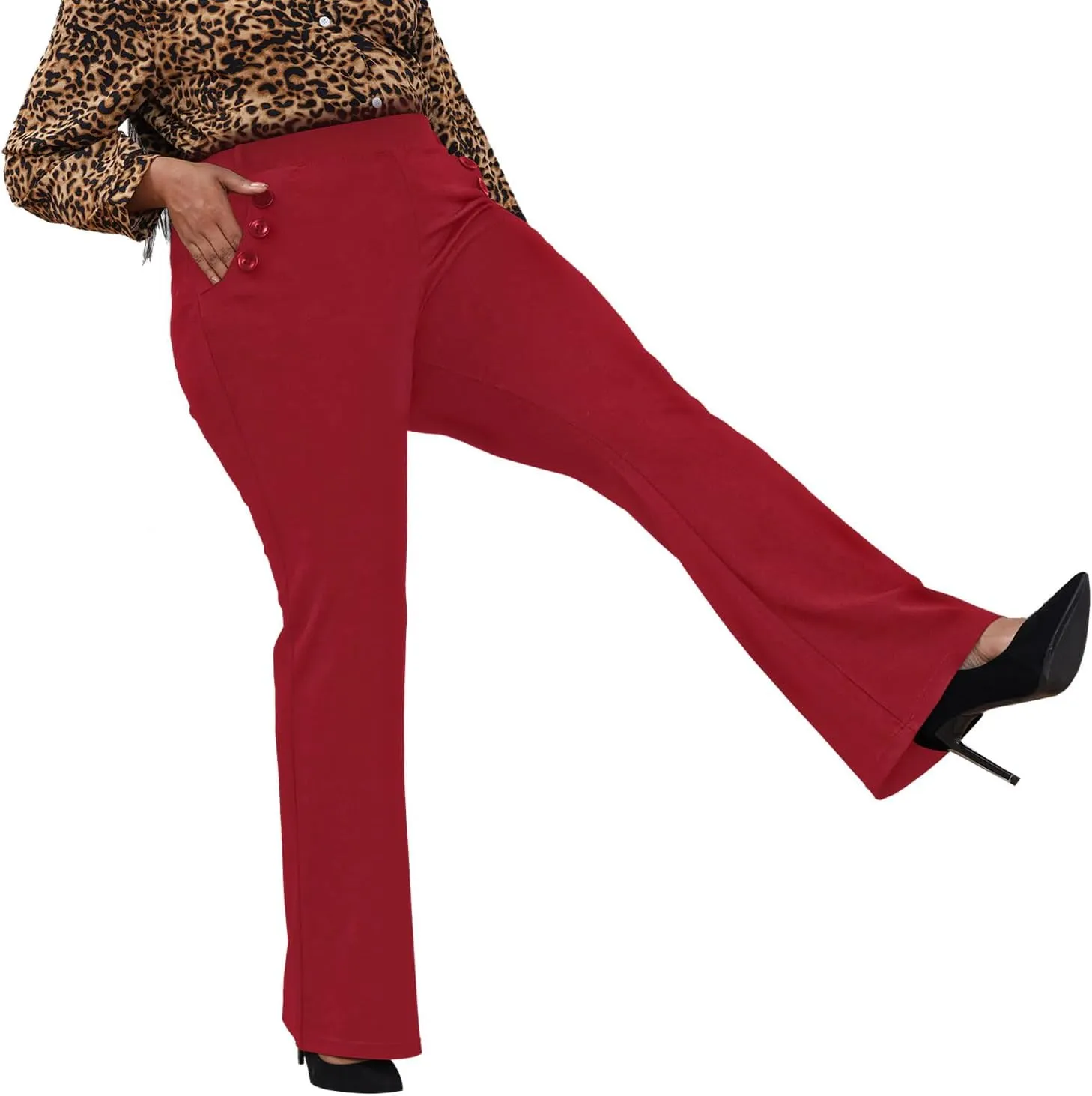 Wrinkle-Free Stretch Dress Pants Plus Size for Women Pull-on Pant Ease into Comfort Office Pant