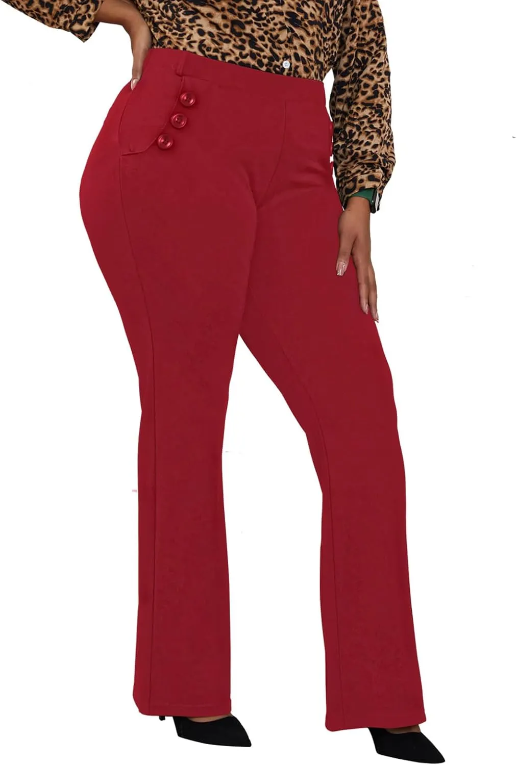 Wrinkle-Free Stretch Dress Pants Plus Size for Women Pull-on Pant Ease into Comfort Office Pant