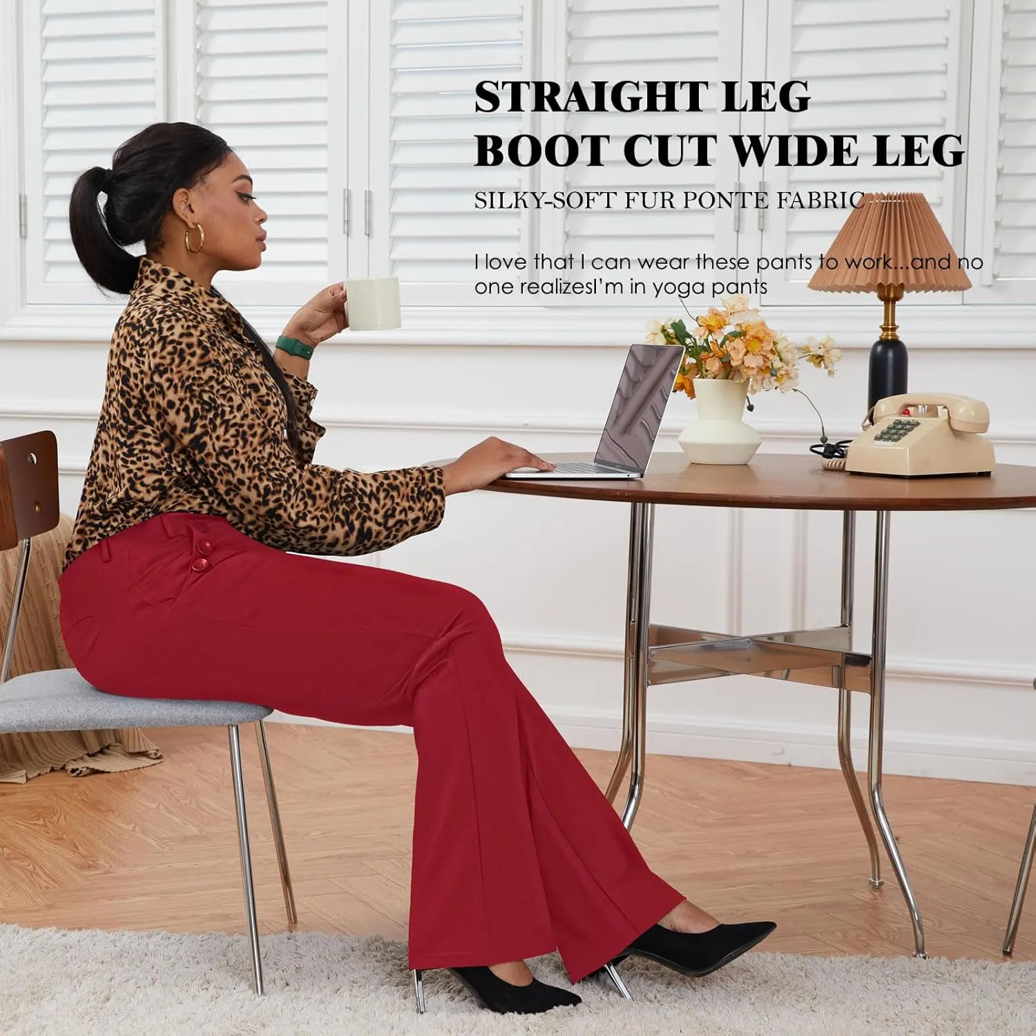 Wrinkle-Free Stretch Dress Pants Plus Size for Women Pull-on Pant Ease into Comfort Office Pant