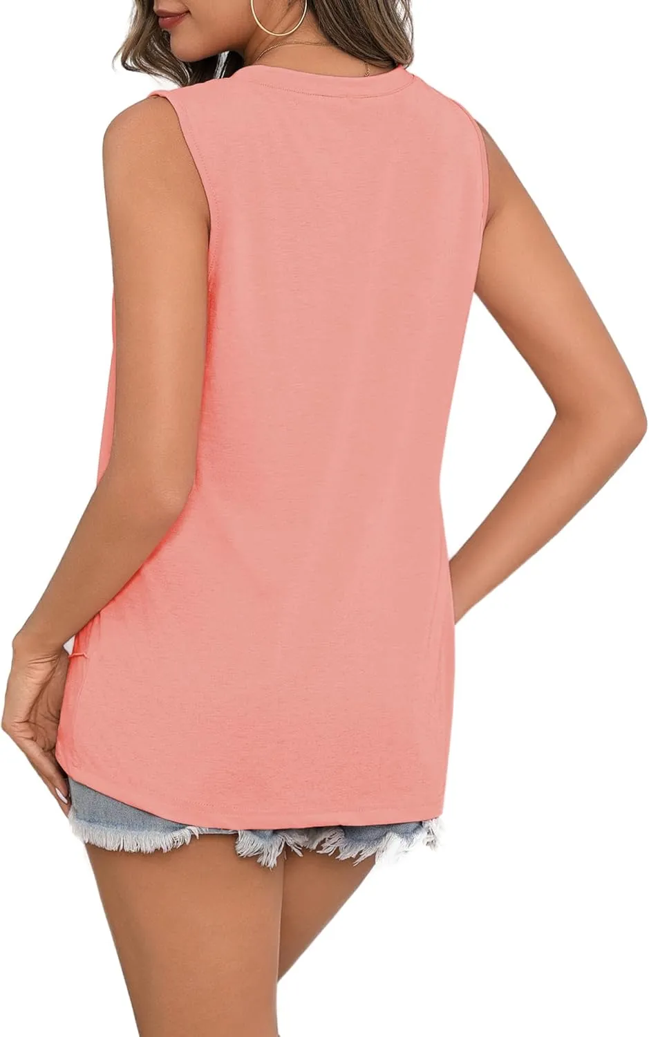 Zeagoo Beach Vacation Clothes for Women Pleated High Neck Flowy Sleeveless Tank Tops Summer Loose Fit Tunic Blouses