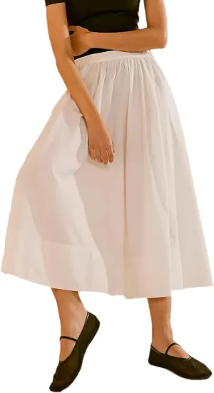 Zontroldy Women's Fashion Midi Skirt Elastic Waist Pleated Casual Cotton Long Skirts with Pockets